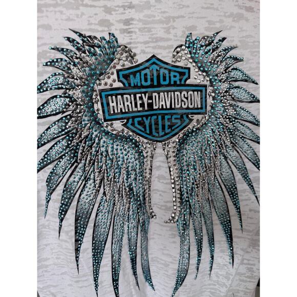 Harley-Davidson Womens Chicago White Biker Top - Picture 5 of 5